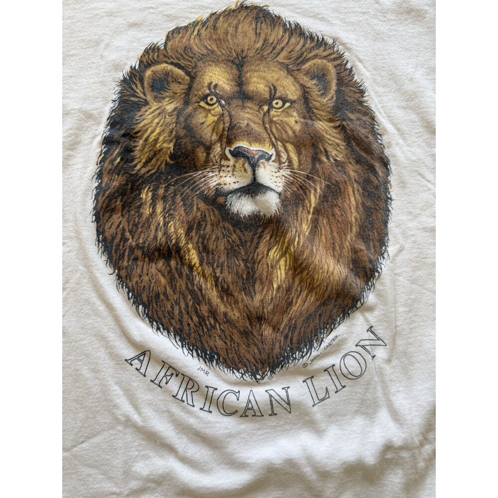 ⁠Vtg 90s SeaWorld African Lion T Shirt XL John L Carter Fruit of the Loom USA